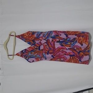 Purple Farm Rio dress with multicolored banana print women's small